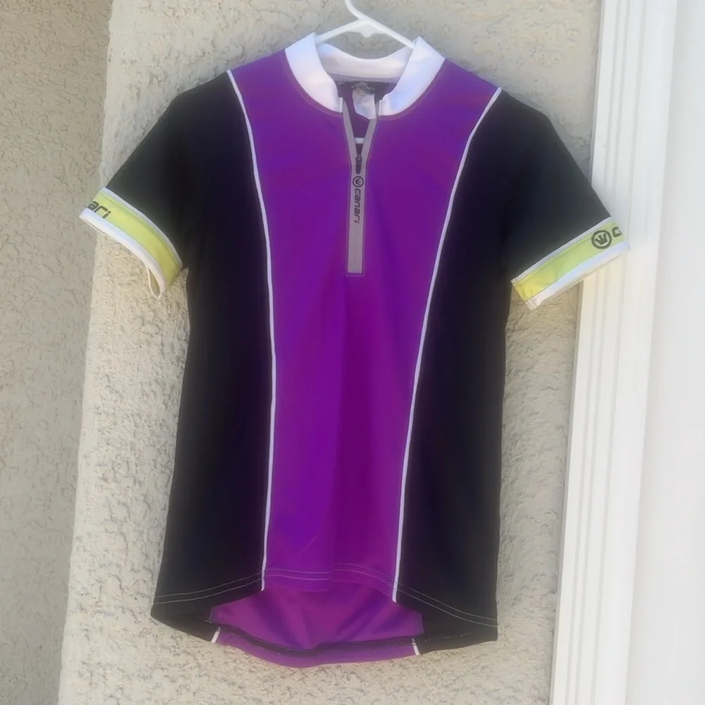 Canari Women's Black/Purple Short Sleeve 1/4 Zip Cycle Jersey Size L